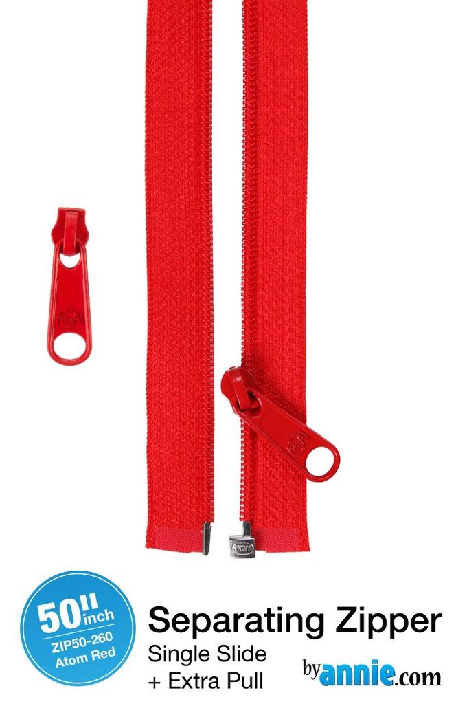 50" Separating Coat Zipper - Atom Red
