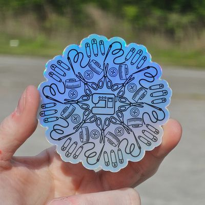Sewing Machine Mandala Holographic - Sticker