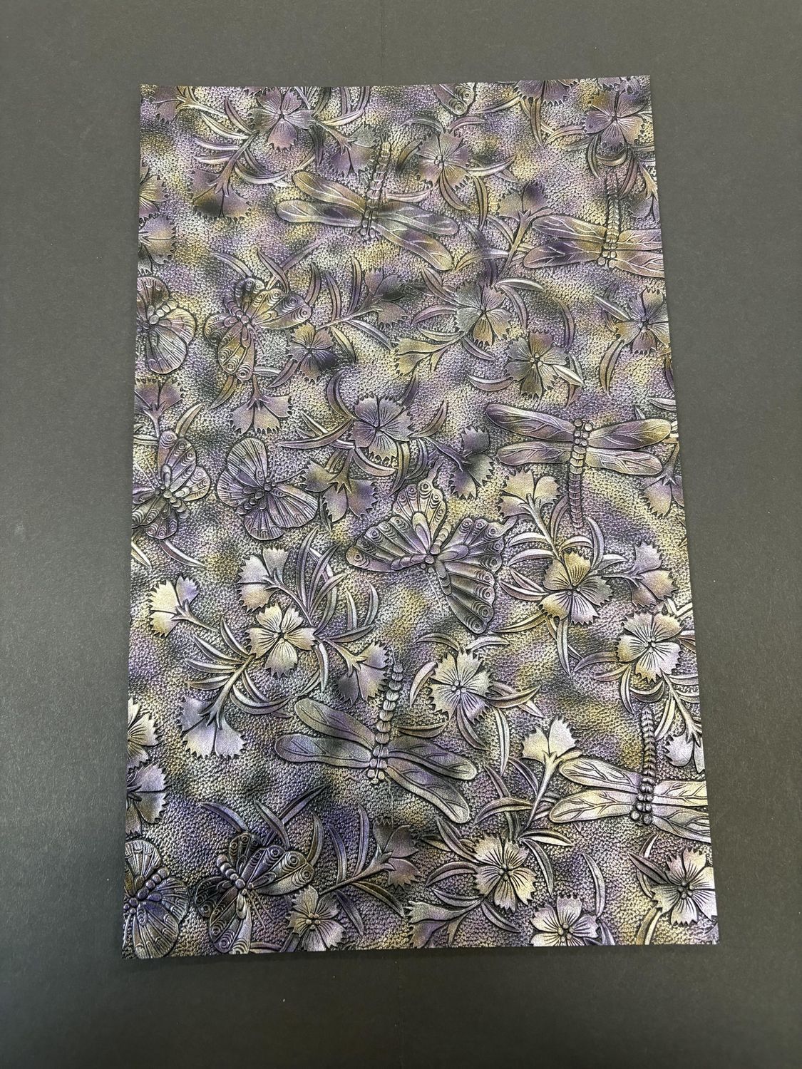 Dragonfly Faux Leather - Purple/Green