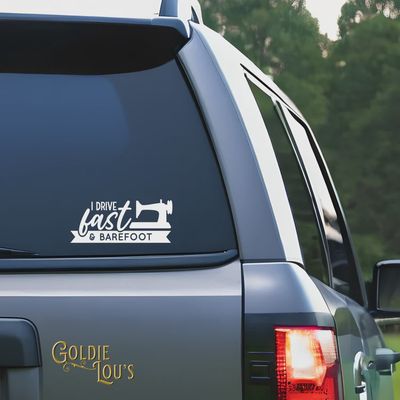 Car Vinyl Decal  - I Drive Fast &amp; Barefoot