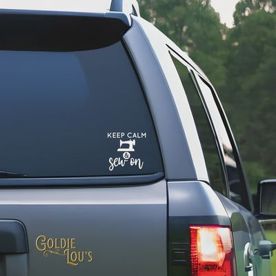 Car Vinyl Decal  - Keep Calm and Sew On