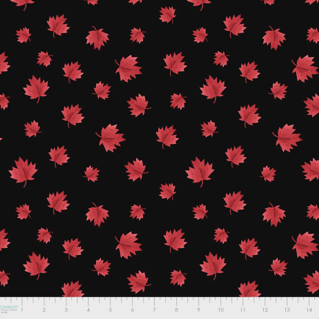 Oh Canada - Red Maple Leaves on Black
