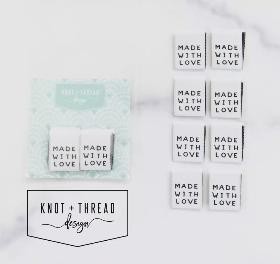 Knot &amp; Thread Sew in Labels - Made With Love - 3/4"