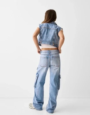 Cropped denim waistcoat