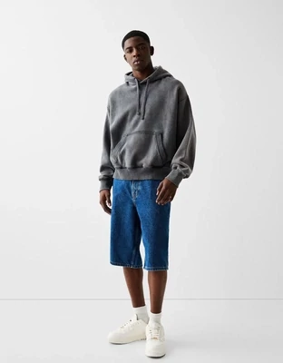 Faded-effect boxy fit hoodie