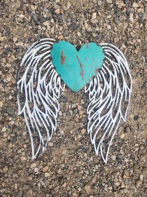 Teal heart wings