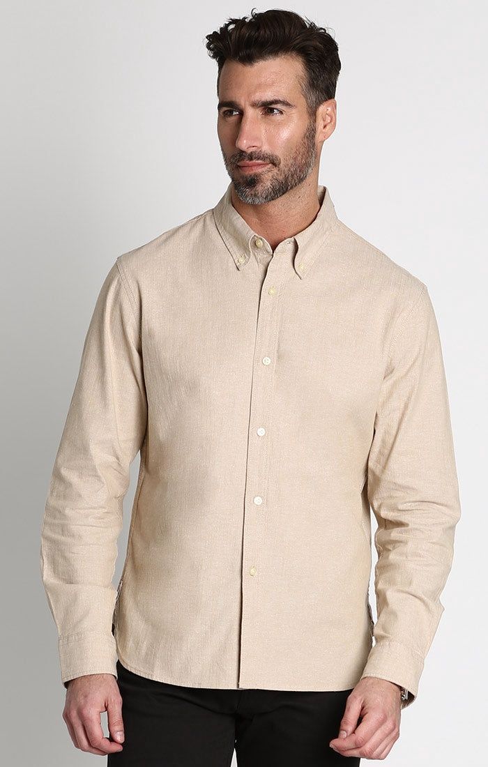 Chambray Long Sleeve Shirt | Beige