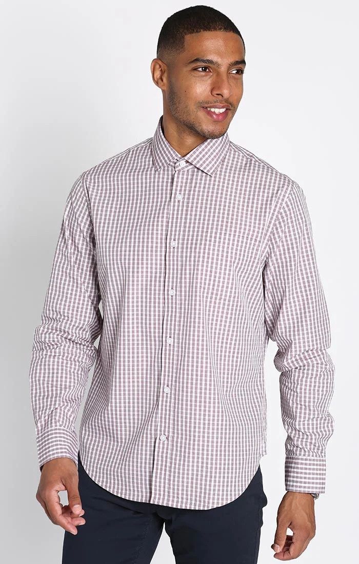 Plaid Hayati | Long Sleeve Button Up | Burgundy
