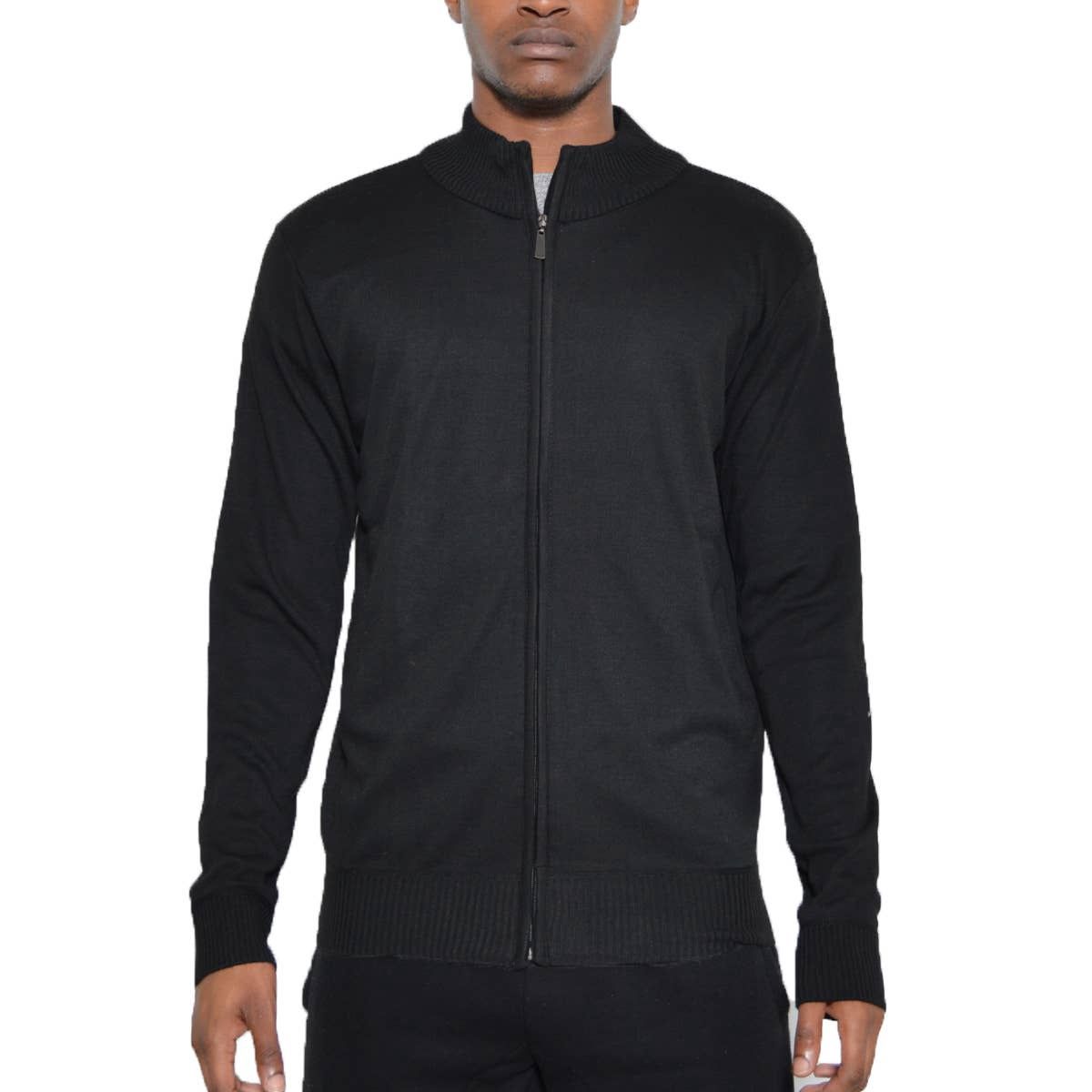 Full Zip Knit Sweater Jacket | Black