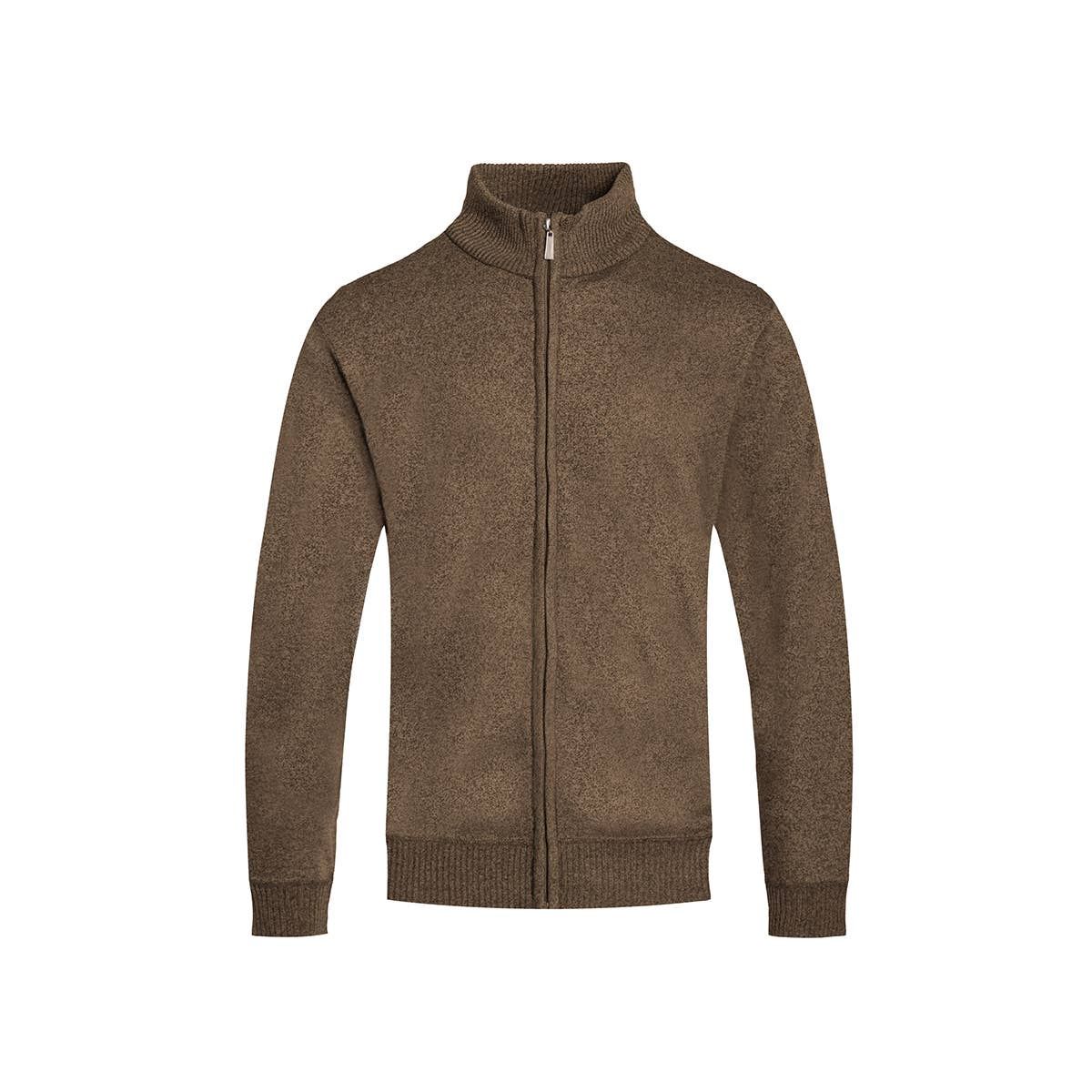 Full Zip Knit Sweater Jacket | Brown