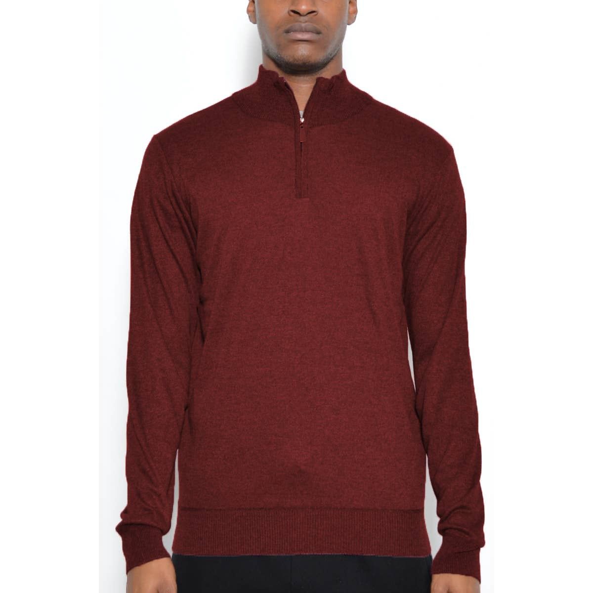 Quarter Zip Knit Sweater | Maroon