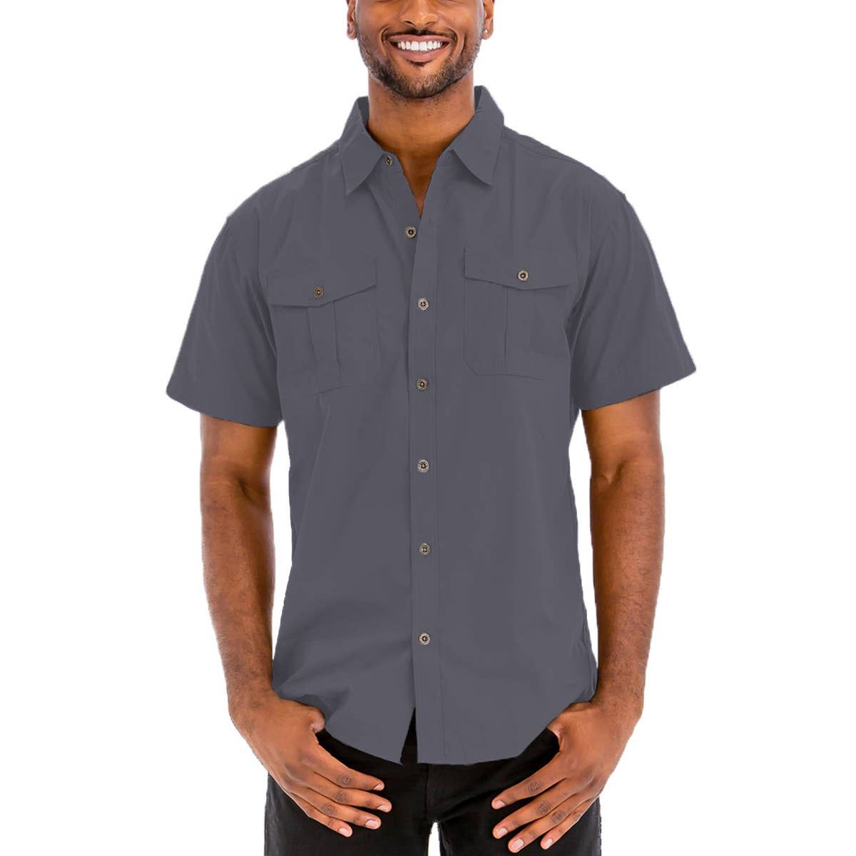 Dual Chest Pocket Button Up | Short Sleeve | Slate