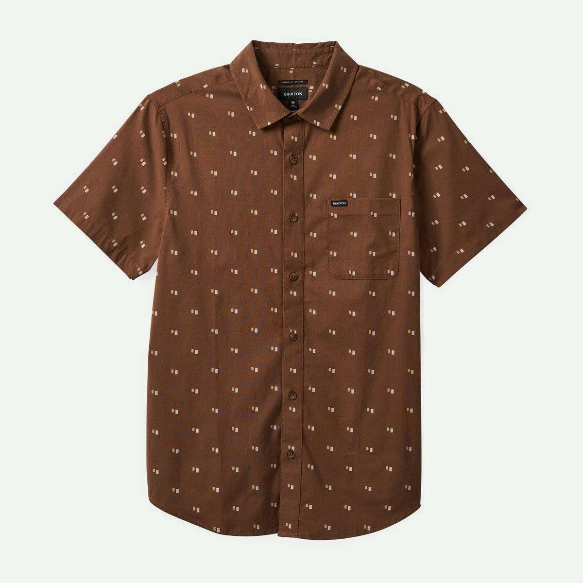 Charter Print S/S Button Up |  Tipping Square | Pine Cone Brown