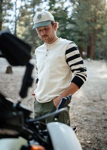 Motor Henley | Black + Natural  | 100% Cotton
