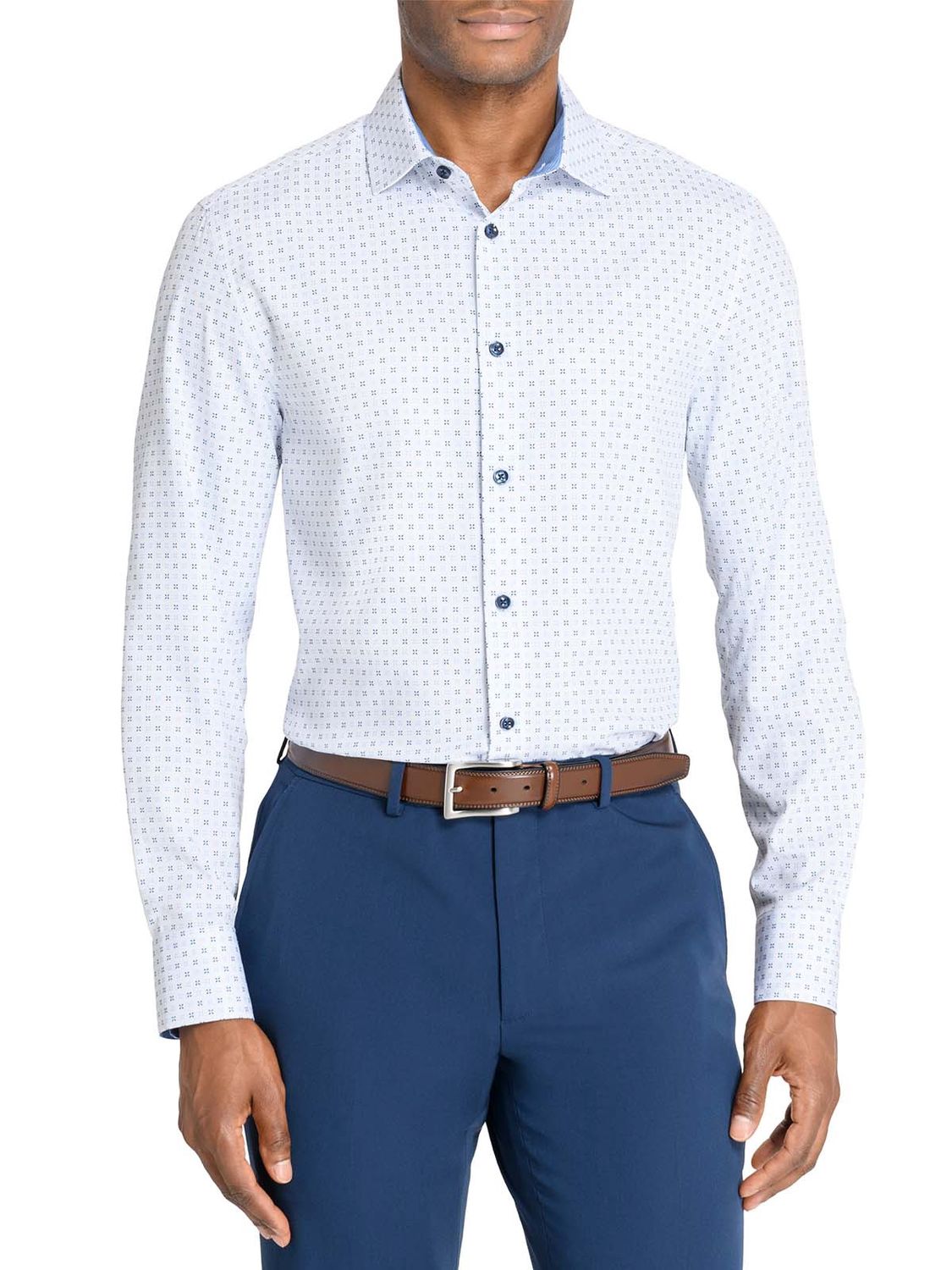 Hexagon Geo | L/S Button Up | White