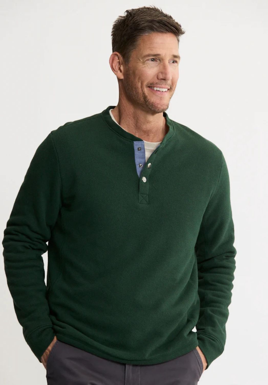 Jacquard Henley | Union Sherpa Lined | Forest