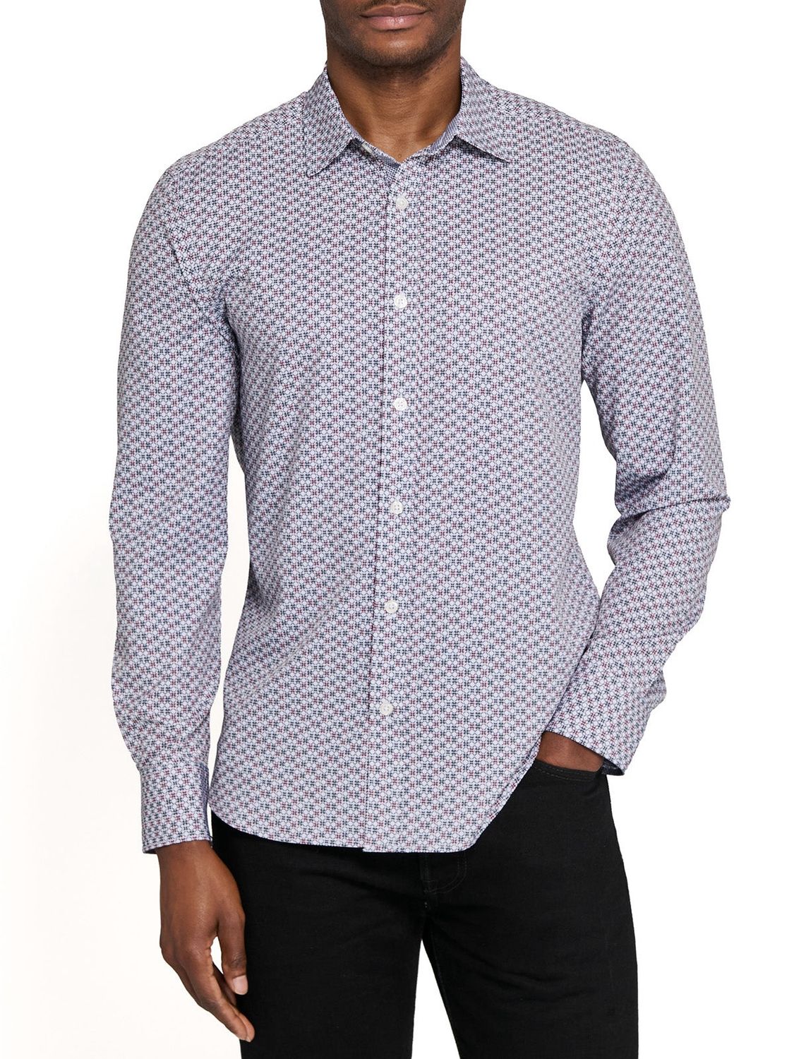 Circle Duo Woven | L/S Button Down | Red/White