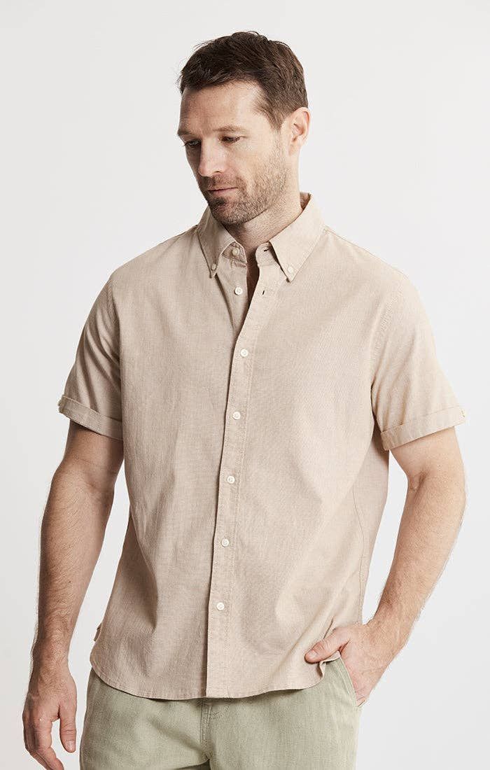 Chambray Button Up | S/S | Sand, Color: BEIGE NOHO, Size: 2XL