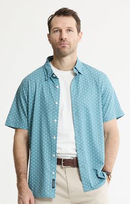 Performance Tech  S/S Button Up Shirt | Micro Teal Floral