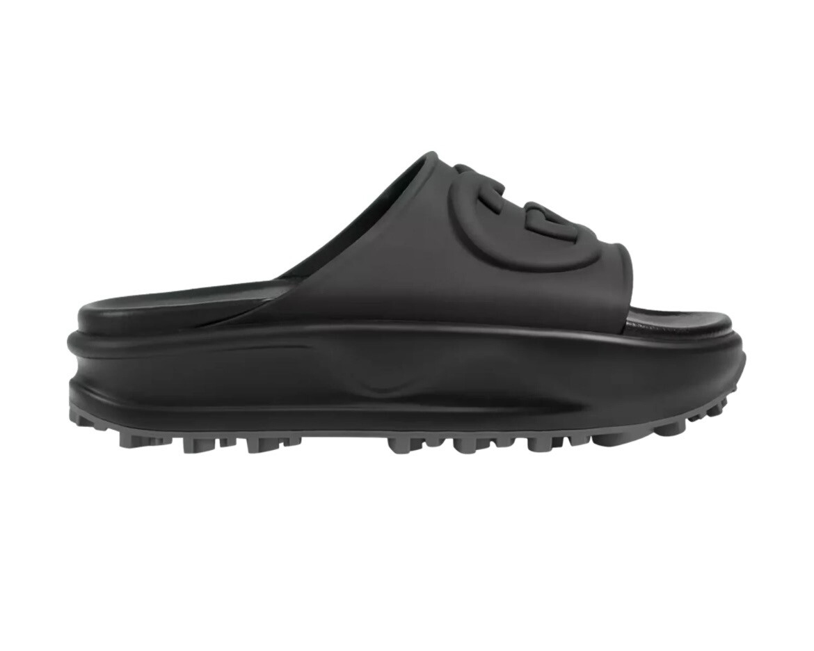 Black GG Platform Slide