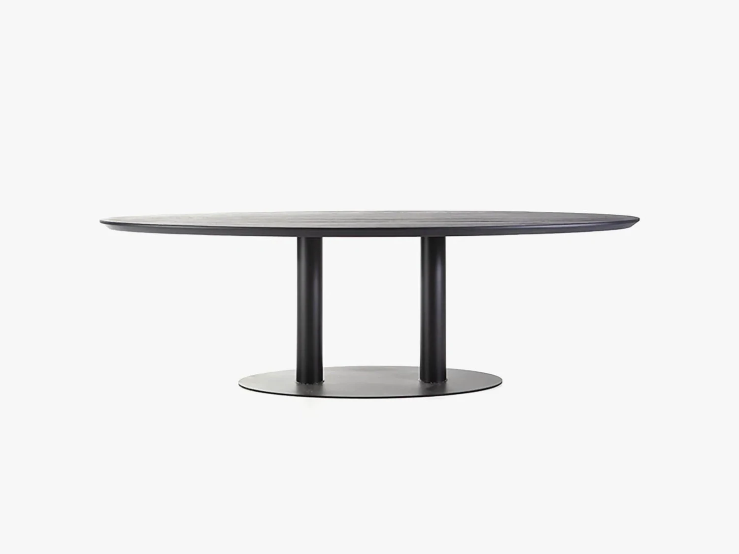 Eiken ovale eettafel zwart