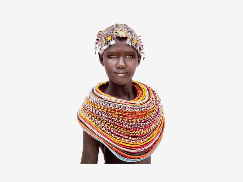 Samburu Meisje Witte Achtergrond