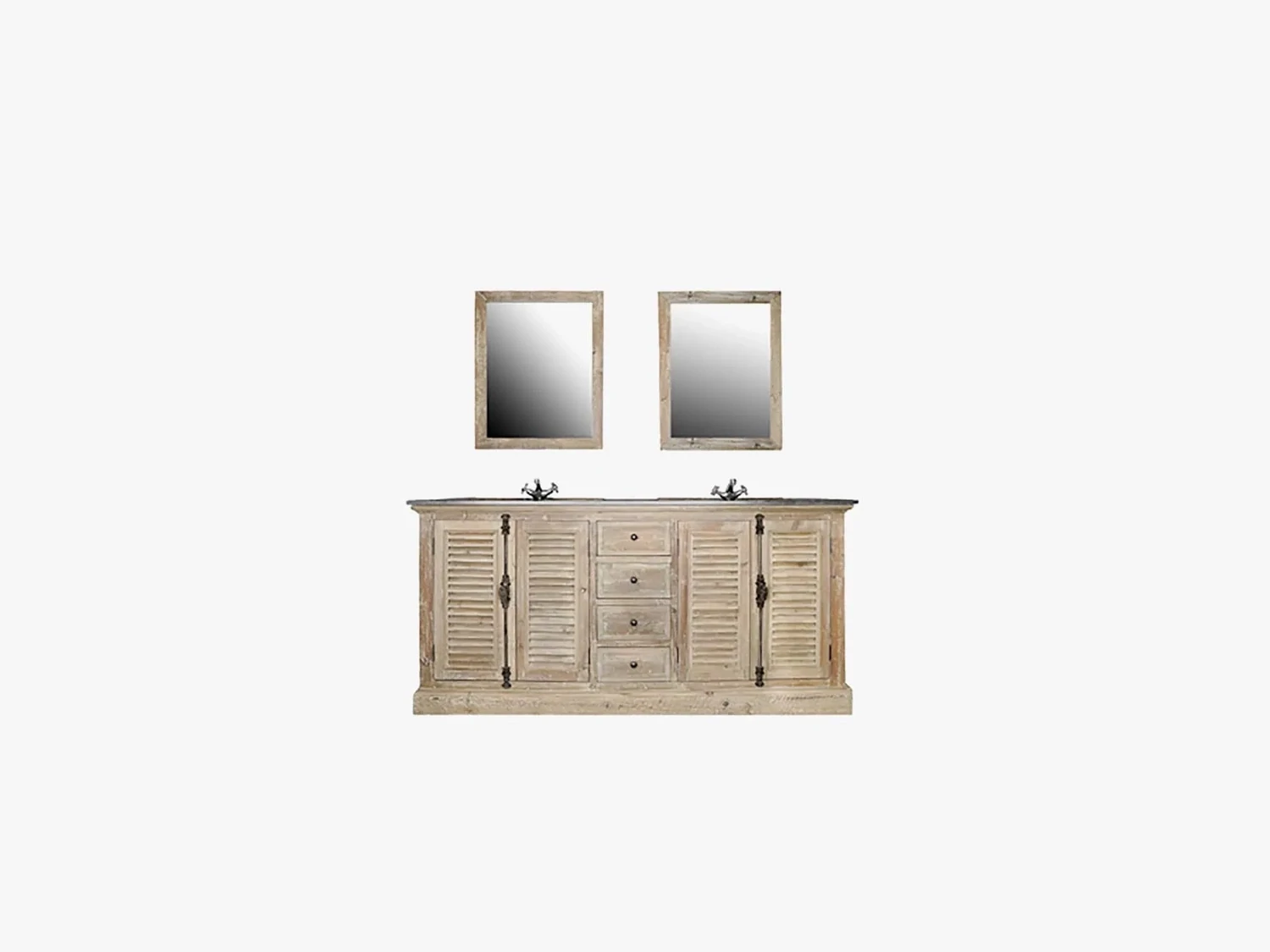 Badmeubel Old Pine met 2 lavabo en marmeren blad