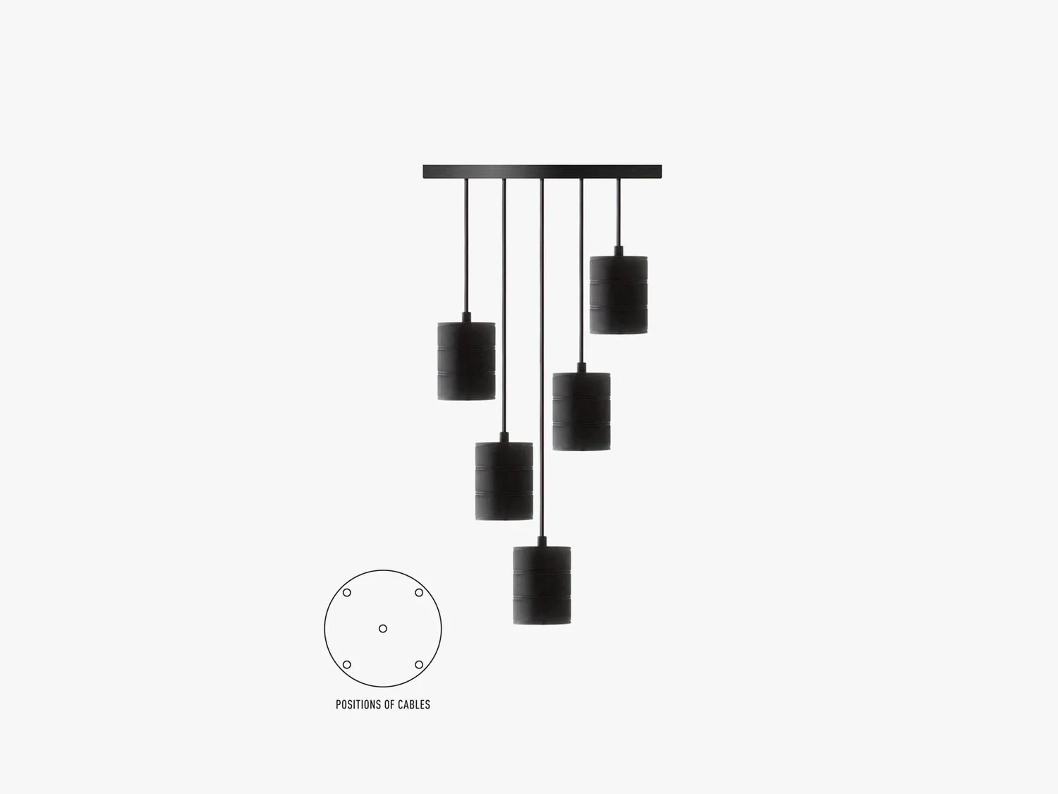 Plafondplaat Rond 5 Hangers E27