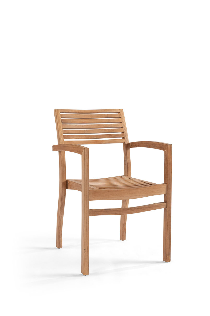 Oblong Teak Stoel Stapelbaar