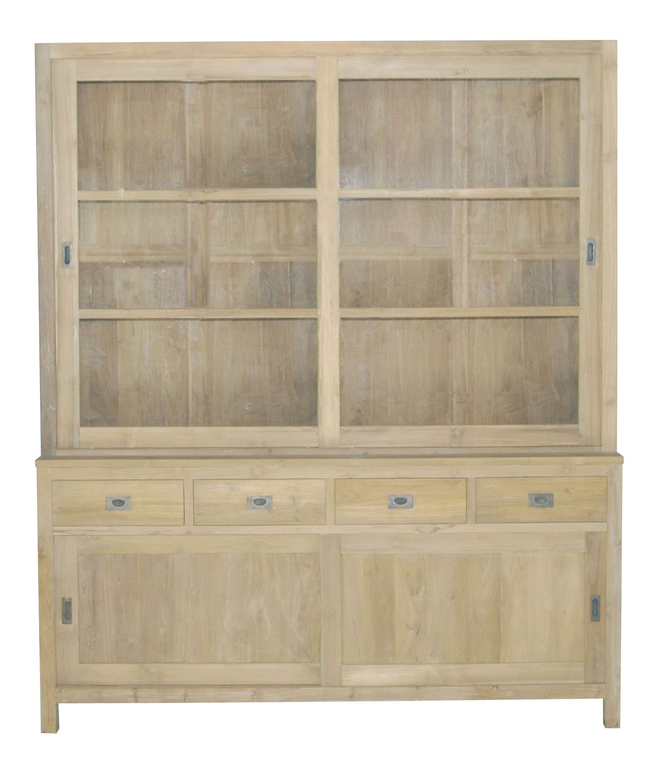 Natural vitrine met shuifdeuren