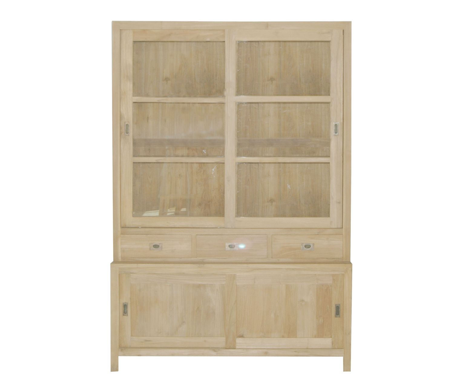 Natural vitrine met schuifdeuren