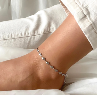 Orli Connecting Discs Anklet, Silver