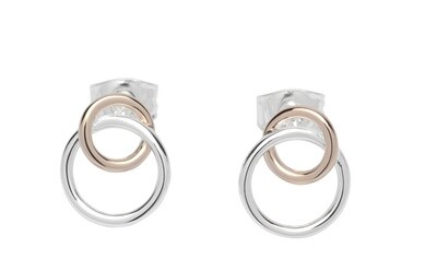 Unique & Co Silver and Rose Gold Circles Earrings