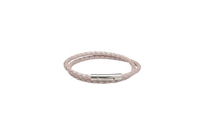 Unique & Co Leather Bracelet with Steel Clasp Metallic Pink