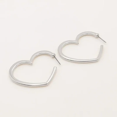 Orli Silver Plated Heart Hoops