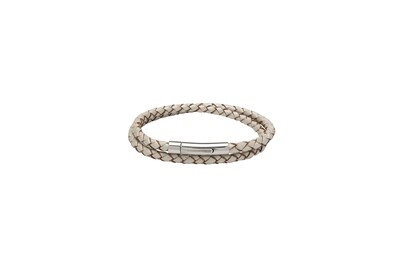 Unique & Co Leather Bracelet With Steel Clasp Pearl