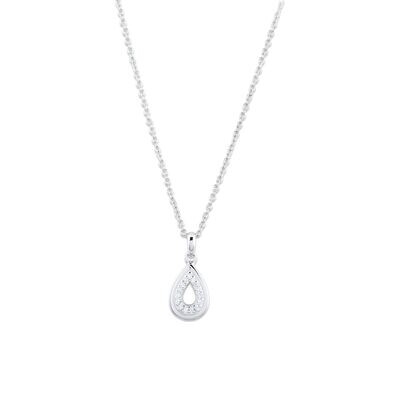 Unique & Co Sterling Silver Teardrop Pendant With 18ct Gold Plating And Cz