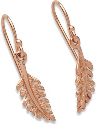 Unique & Co Sterling Silver, Rose Plated Feather Drop Earrings