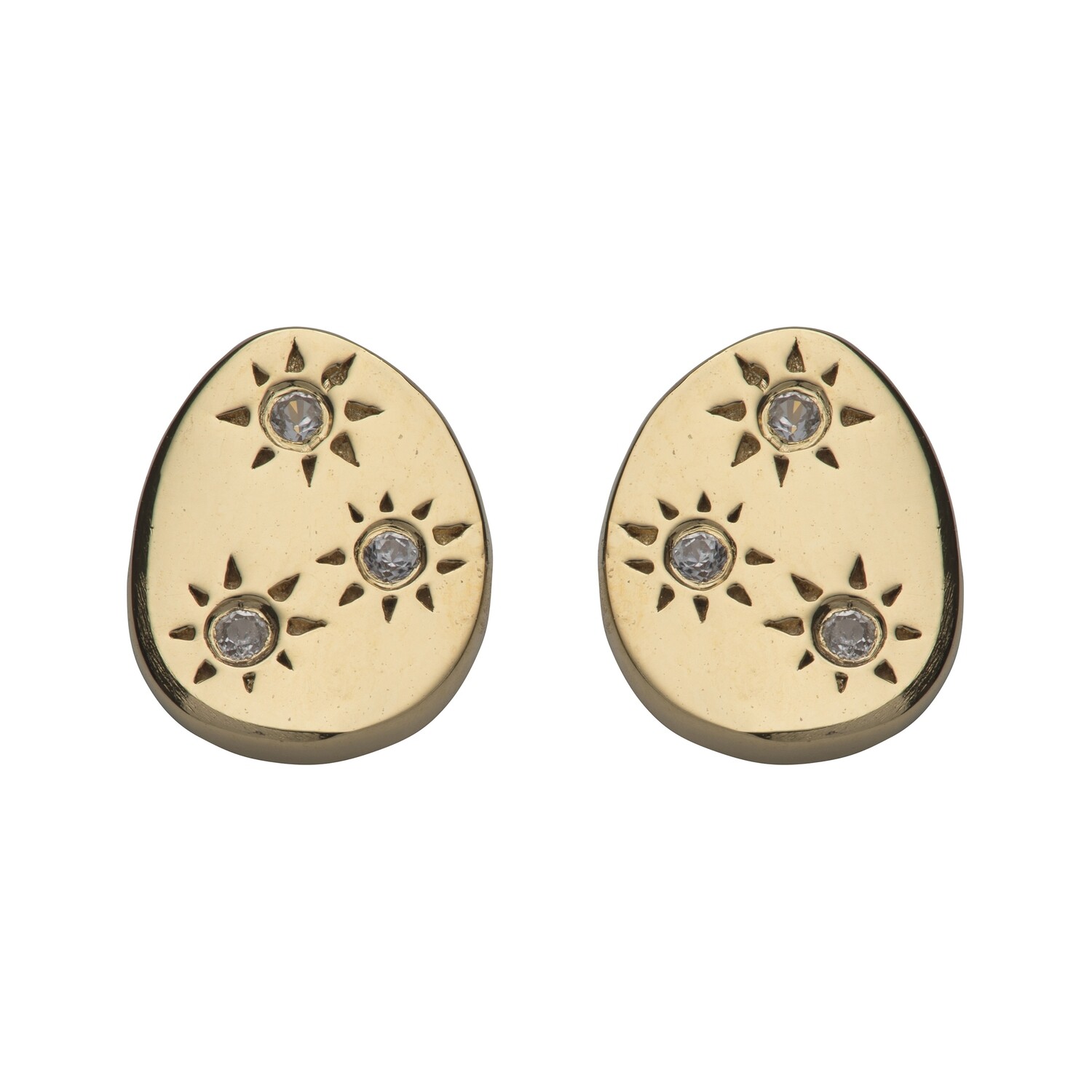 Unique & Co Sterling Silver Studs With Gold Plating And White Sapphires
