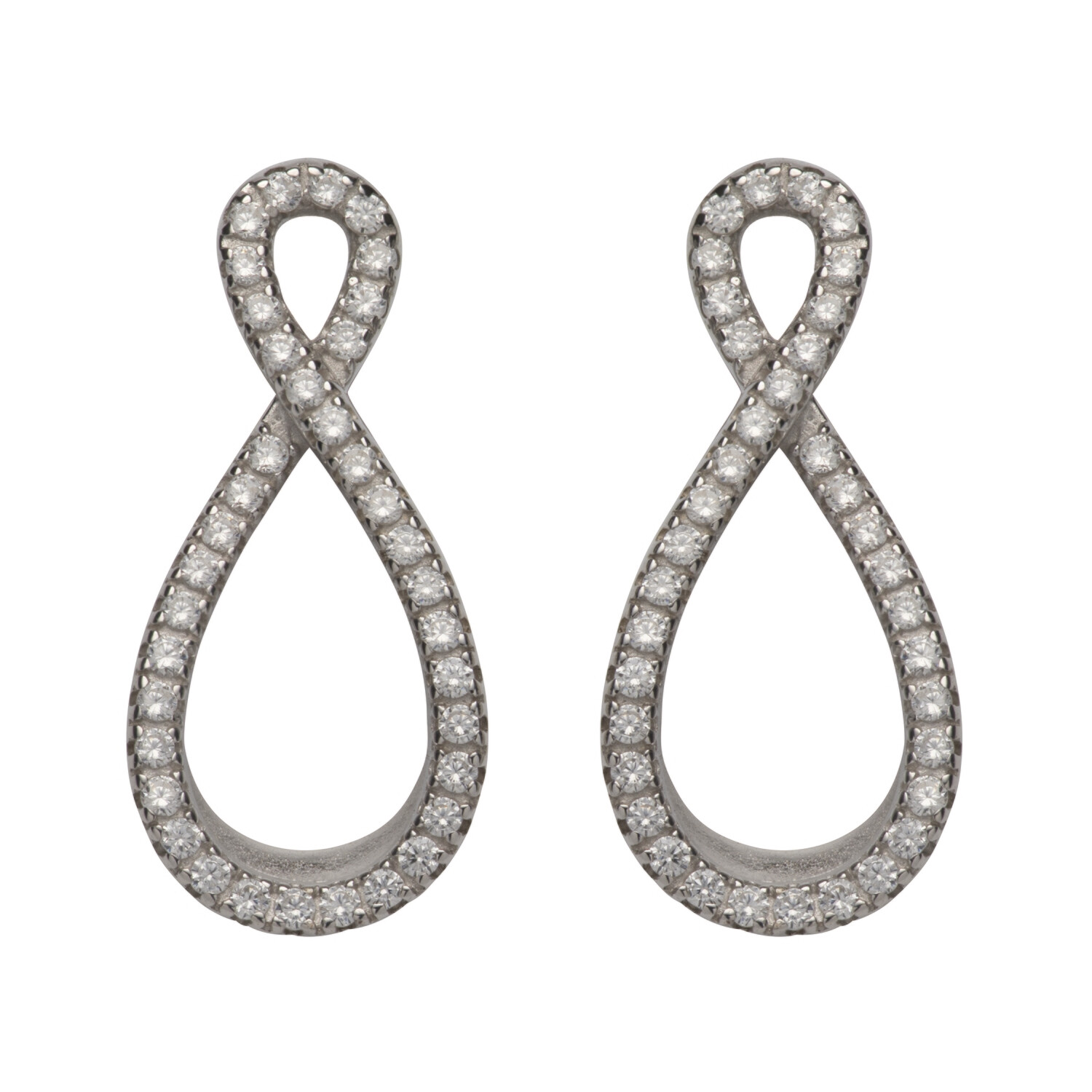 Unique & Co Sterling Silver And Cz Infinity Earrings