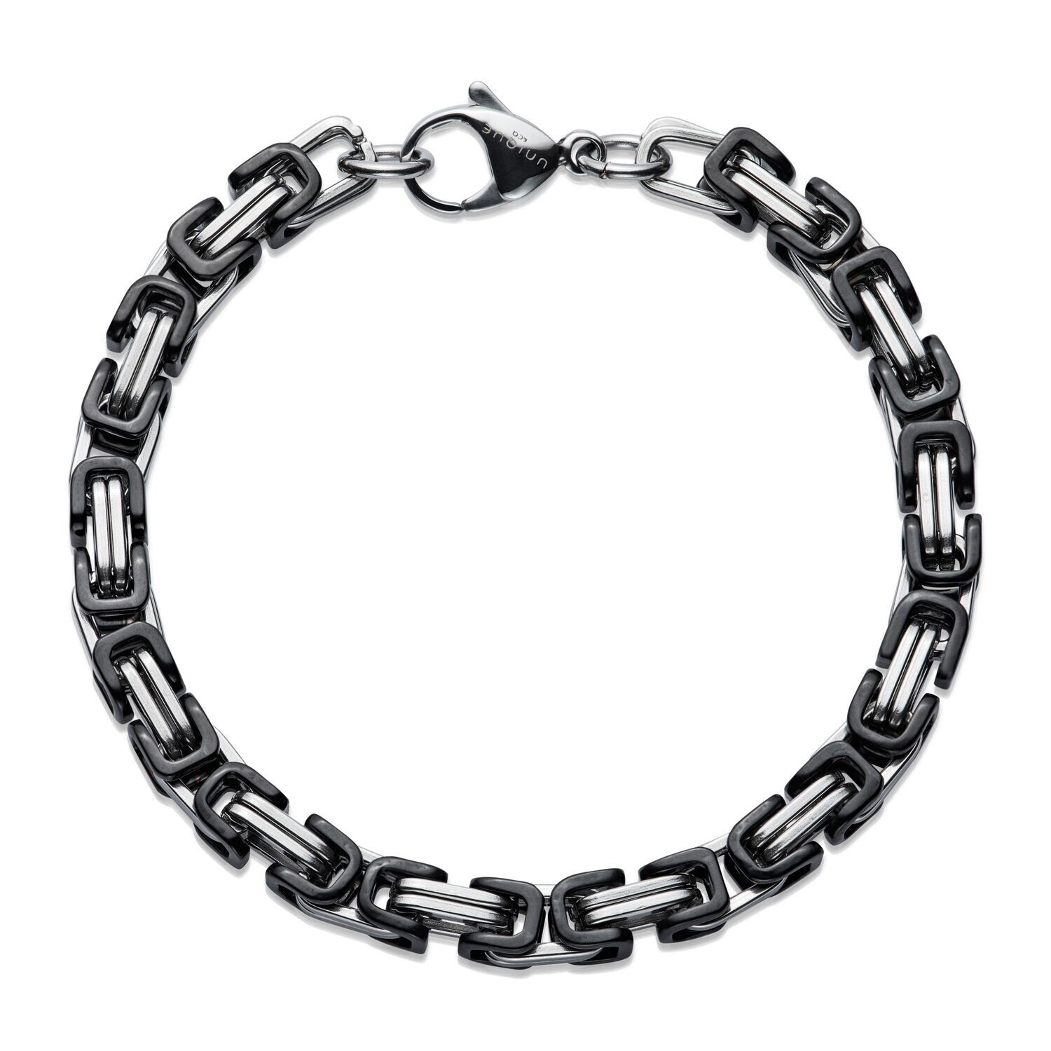 Unique & Co Mens Steel Byzantine Chain Bracelet 21cms
