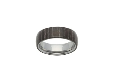 Unique & Co Mens Tungsten Carbide Ring With Black Sandalwood Veneer Size 60