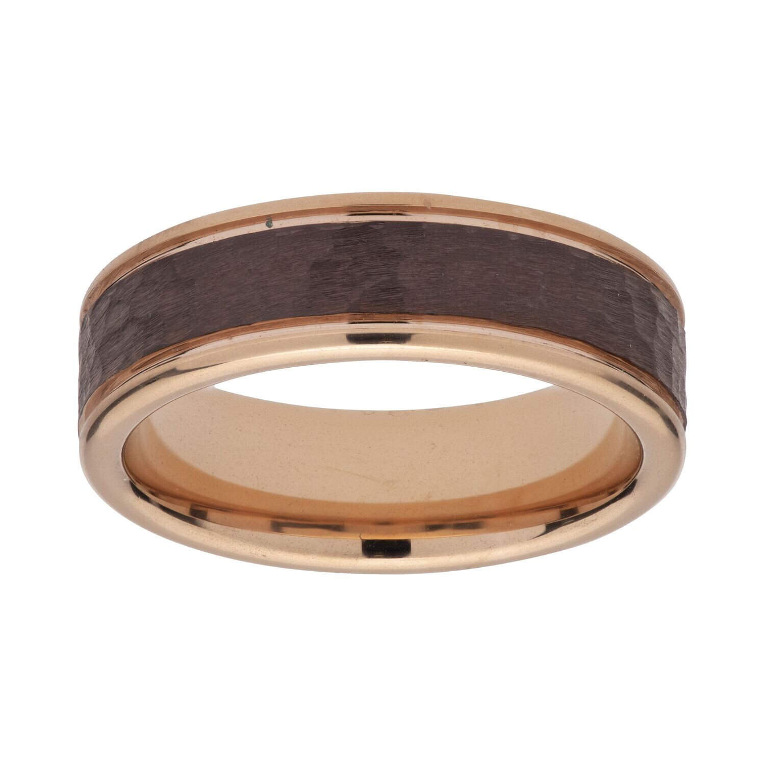 Unique & Co Mens Tungsten Carbide Ring With Brown And Rose IP Plating Size 62