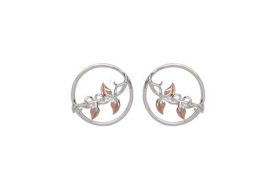 Unique & Co Silver and Rose Gold Leaf Studs
