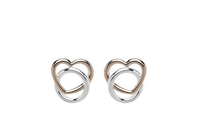 Unique & Co Rose Gold and Silver Open Heart Studs