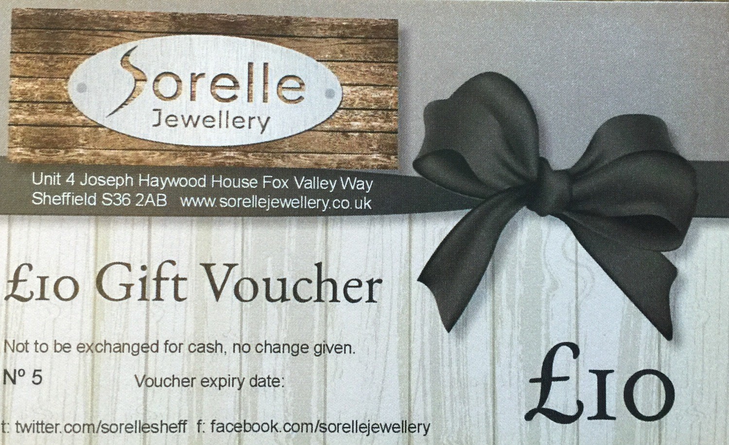 Sorelle £10 Gift Voucher (FOR IN STORE PURCHASES)