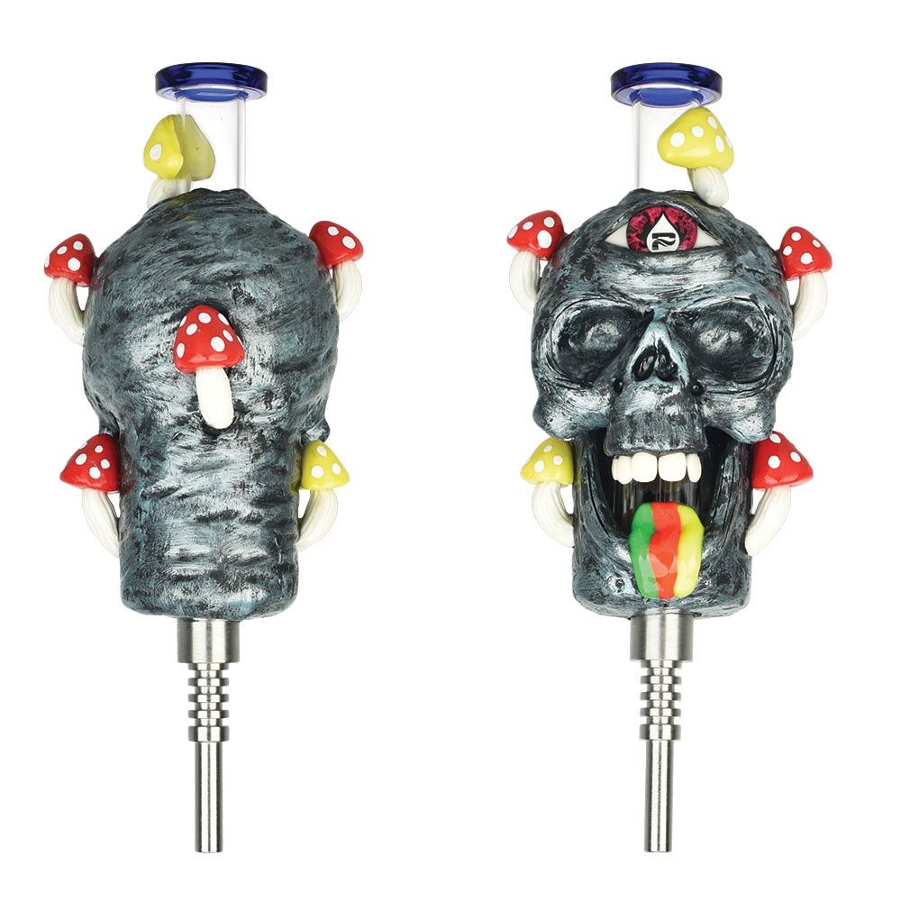 Pulsar Rainbow Puking Skull Vapor Vessel w/ Ti Tip | 8.75&quot;