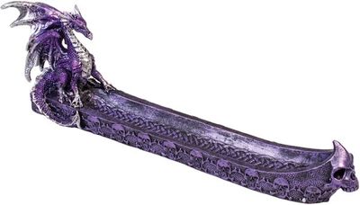 Purple Dragon Celtic Skull Boat Incense Burner