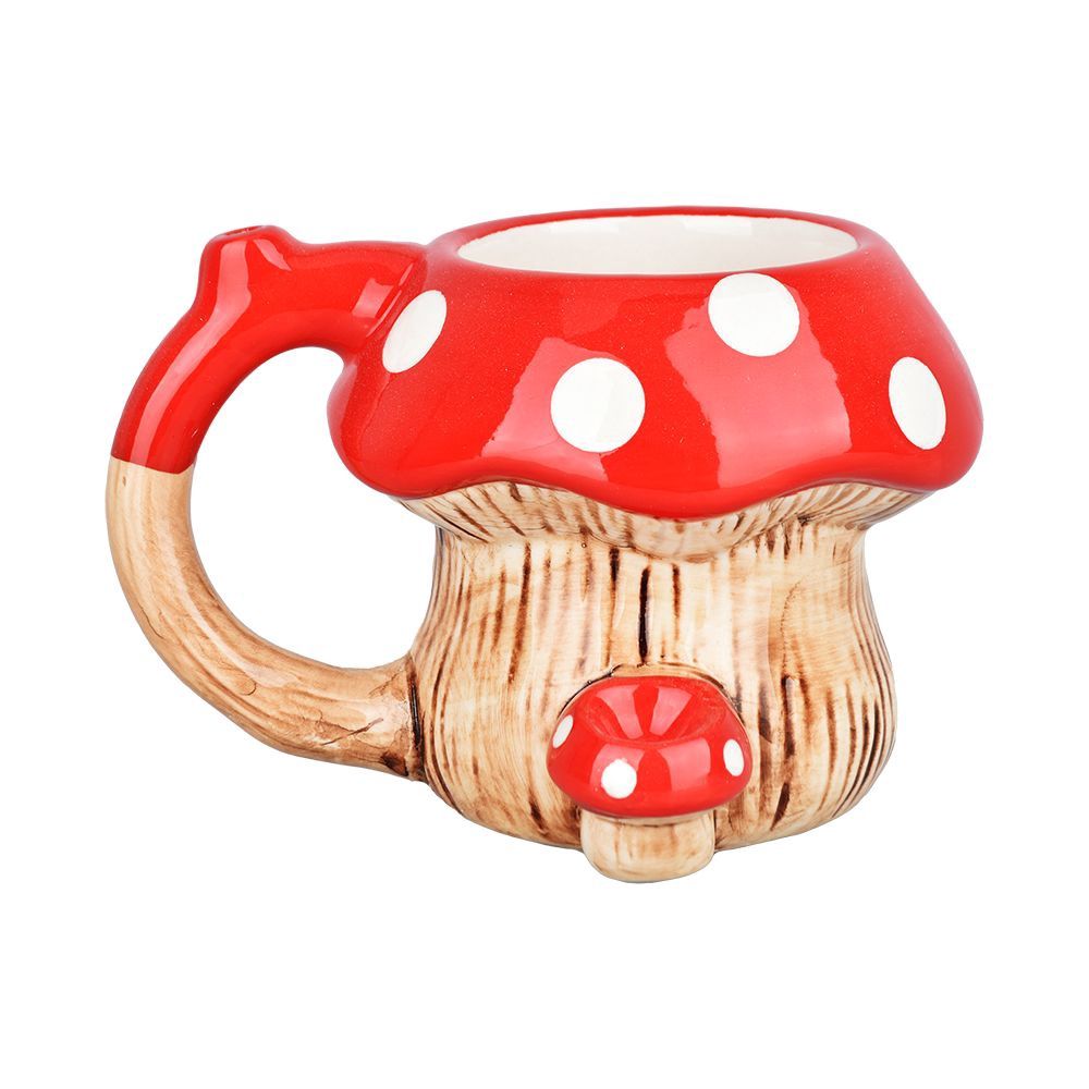 Red Mushroom Ceramic Mug Pipe