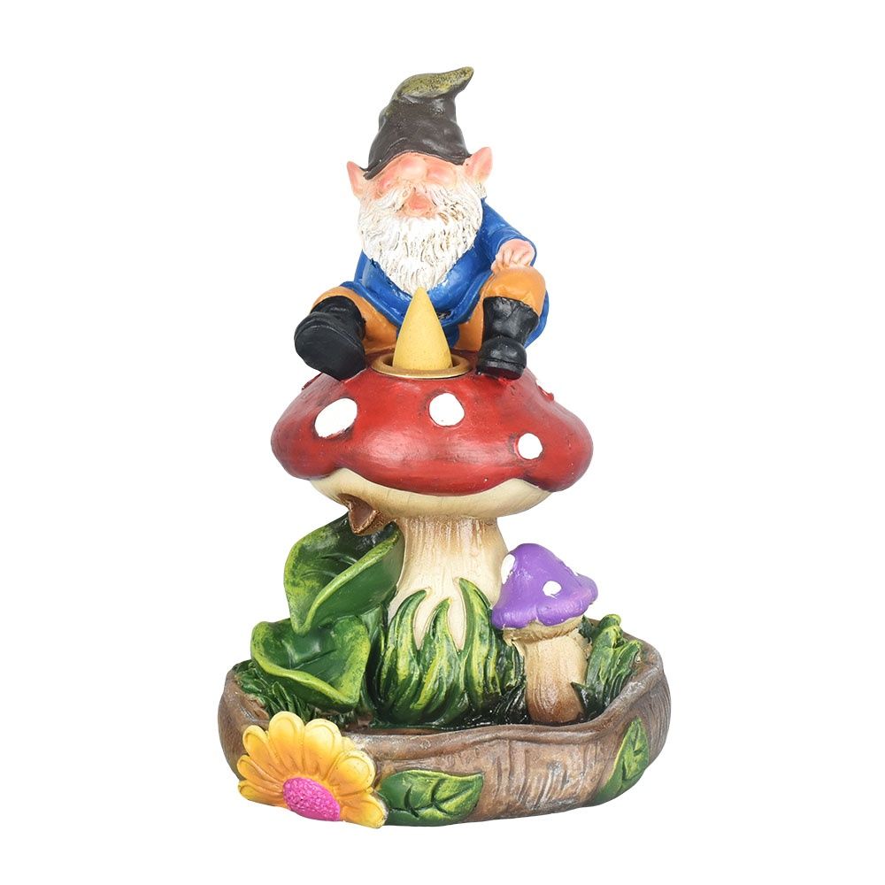 Gnome on a Mushroom Backflow Incense Burner